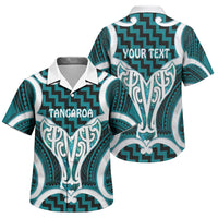 Aotearoa Atua Tangaroa Personalised Family Matching Off Shoulder Short Dress and Hawaiian Shirt God Of The Sea Maori Whale Tail Cyan