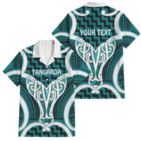 Aotearoa Atua Tangaroa Personalised Family Matching Short Sleeve Bodycon Dress and Hawaiian Shirt God Of The Sea Maori Whale Tail Cyan