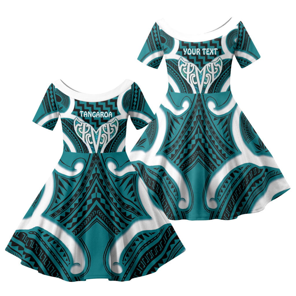 Aotearoa Atua Tangaroa Personalised Family Matching Summer Maxi Dress and Hawaiian Shirt God Of The Sea Maori Whale Tail Cyan