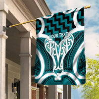 Aotearoa Atua Tangaroa Personalised Garden Flag God Of The Sea Maori Whale Tail Cyan