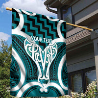Aotearoa Atua Tangaroa Personalised Garden Flag God Of The Sea Maori Whale Tail Cyan
