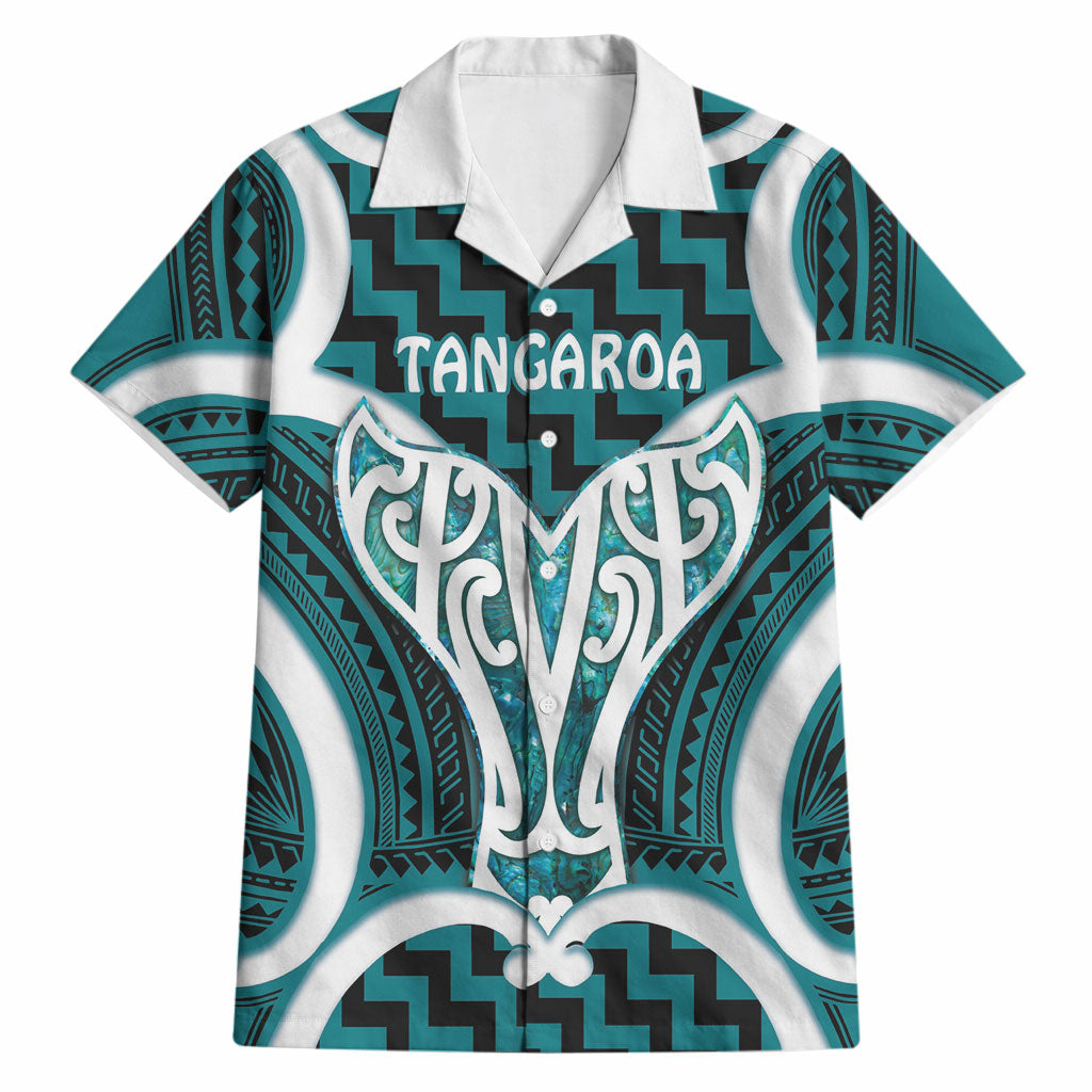 Aotearoa Atua Tangaroa Personalised Hawaiian Shirt God Of The Sea Maori Whale Tail Cyan