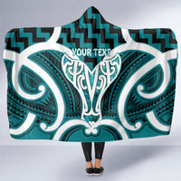 Aotearoa Atua Tangaroa Personalised Hooded Blanket God Of The Sea Maori Whale Tail Cyan
