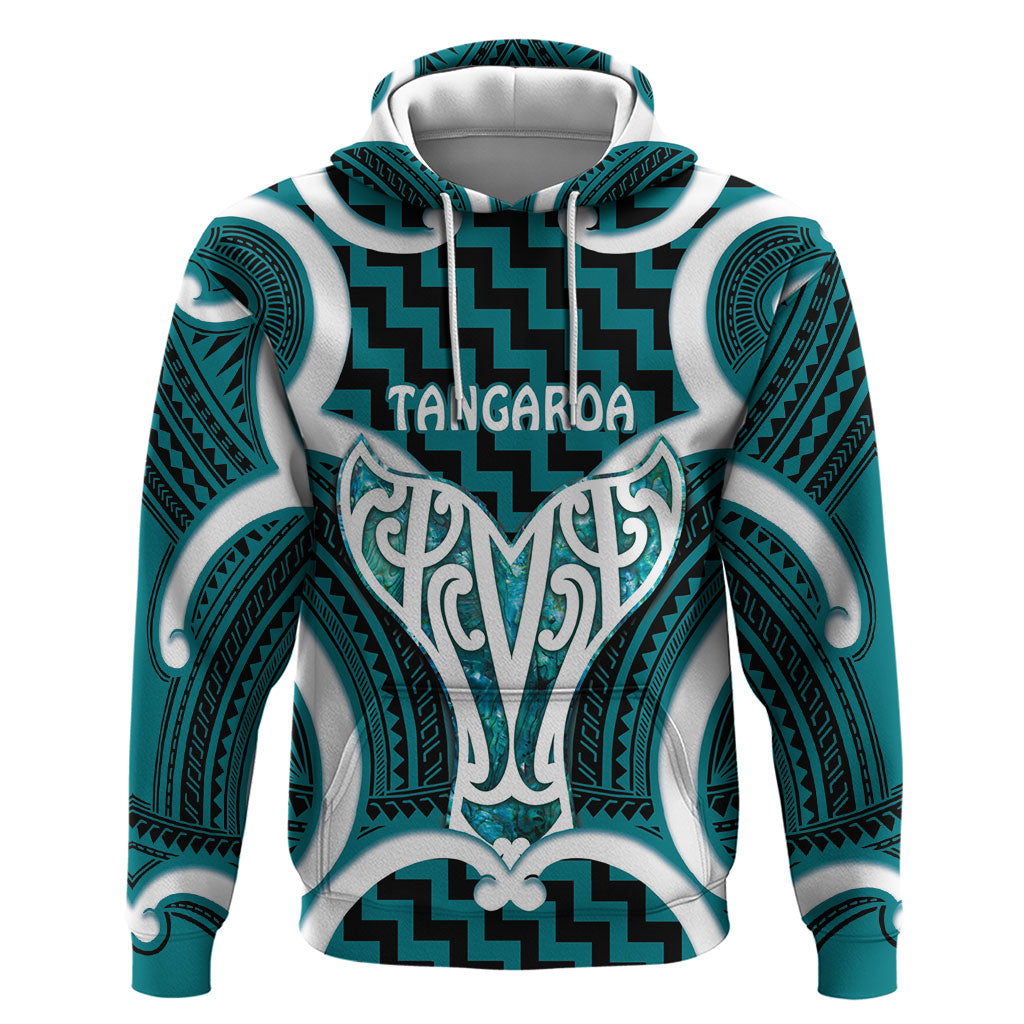 Aotearoa Atua Tangaroa Personalised Hoodie God Of The Sea Maori Whale Tail Cyan