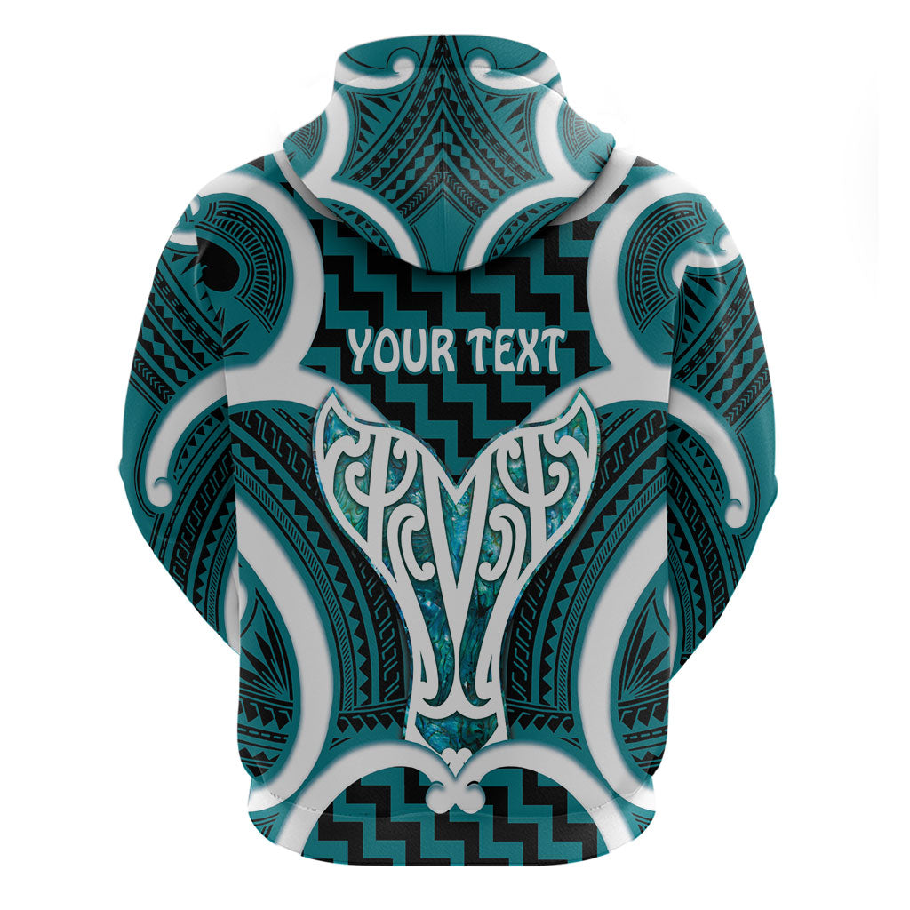 Aotearoa Atua Tangaroa Personalised Hoodie God Of The Sea Maori Whale Tail Cyan