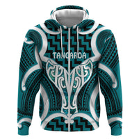 Aotearoa Atua Tangaroa Personalised Hoodie God Of The Sea Maori Whale Tail Cyan