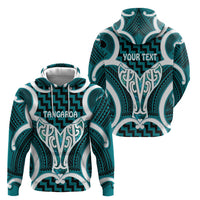 Aotearoa Atua Tangaroa Personalised Hoodie God Of The Sea Maori Whale Tail Cyan