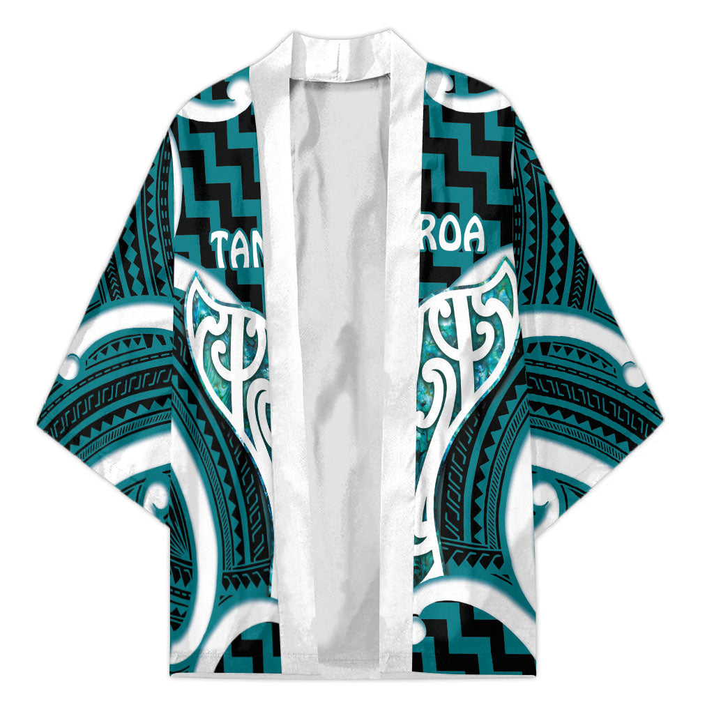 Aotearoa Atua Tangaroa Personalised Kimono God Of The Sea Maori Whale Tail Cyan
