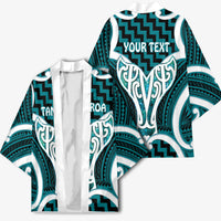 Aotearoa Atua Tangaroa Personalised Kimono God Of The Sea Maori Whale Tail Cyan
