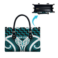 Aotearoa Atua Tangaroa Personalised Leather Bag God Of The Sea Maori Whale Tail Cyan
