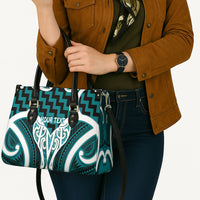 Aotearoa Atua Tangaroa Personalised Leather Bag God Of The Sea Maori Whale Tail Cyan