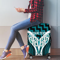 Aotearoa Atua Tangaroa Personalised Luggage Cover God Of The Sea Maori Whale Tail Cyan