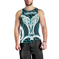 Aotearoa Atua Tangaroa Personalised Men Tank Top God Of The Sea Maori Whale Tail Cyan