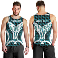 Aotearoa Atua Tangaroa Personalised Men Tank Top God Of The Sea Maori Whale Tail Cyan
