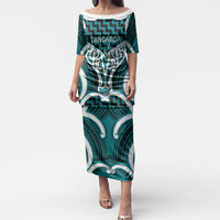 Aotearoa Atua Tangaroa Personalised Puletasi God Of The Sea Maori Whale Tail Cyan