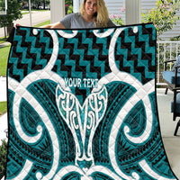 Aotearoa Atua Tangaroa Personalised Quilt God Of The Sea Maori Whale Tail Cyan