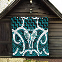 Aotearoa Atua Tangaroa Personalised Quilt God Of The Sea Maori Whale Tail Cyan