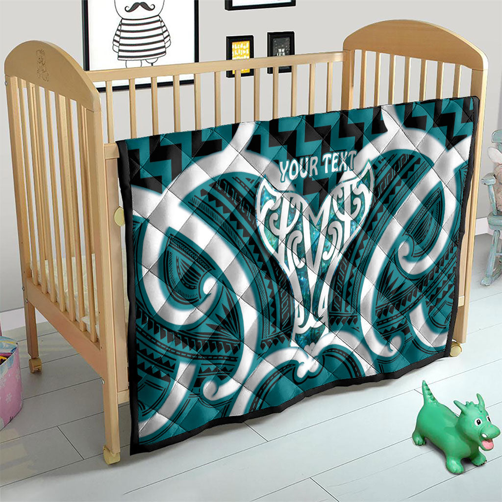 Aotearoa Atua Tangaroa Personalised Quilt God Of The Sea Maori Whale Tail Cyan