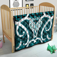 Aotearoa Atua Tangaroa Personalised Quilt God Of The Sea Maori Whale Tail Cyan