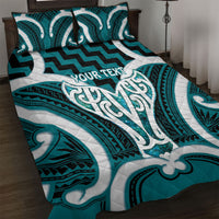 Aotearoa Atua Tangaroa Personalised Quilt Bed Set God Of The Sea Maori Whale Tail Cyan