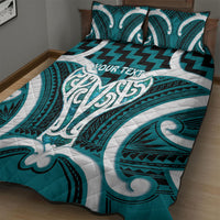 Aotearoa Atua Tangaroa Personalised Quilt Bed Set God Of The Sea Maori Whale Tail Cyan