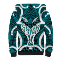 Aotearoa Atua Tangaroa Personalised Sherpa Hoodie God Of The Sea Maori Whale Tail Cyan