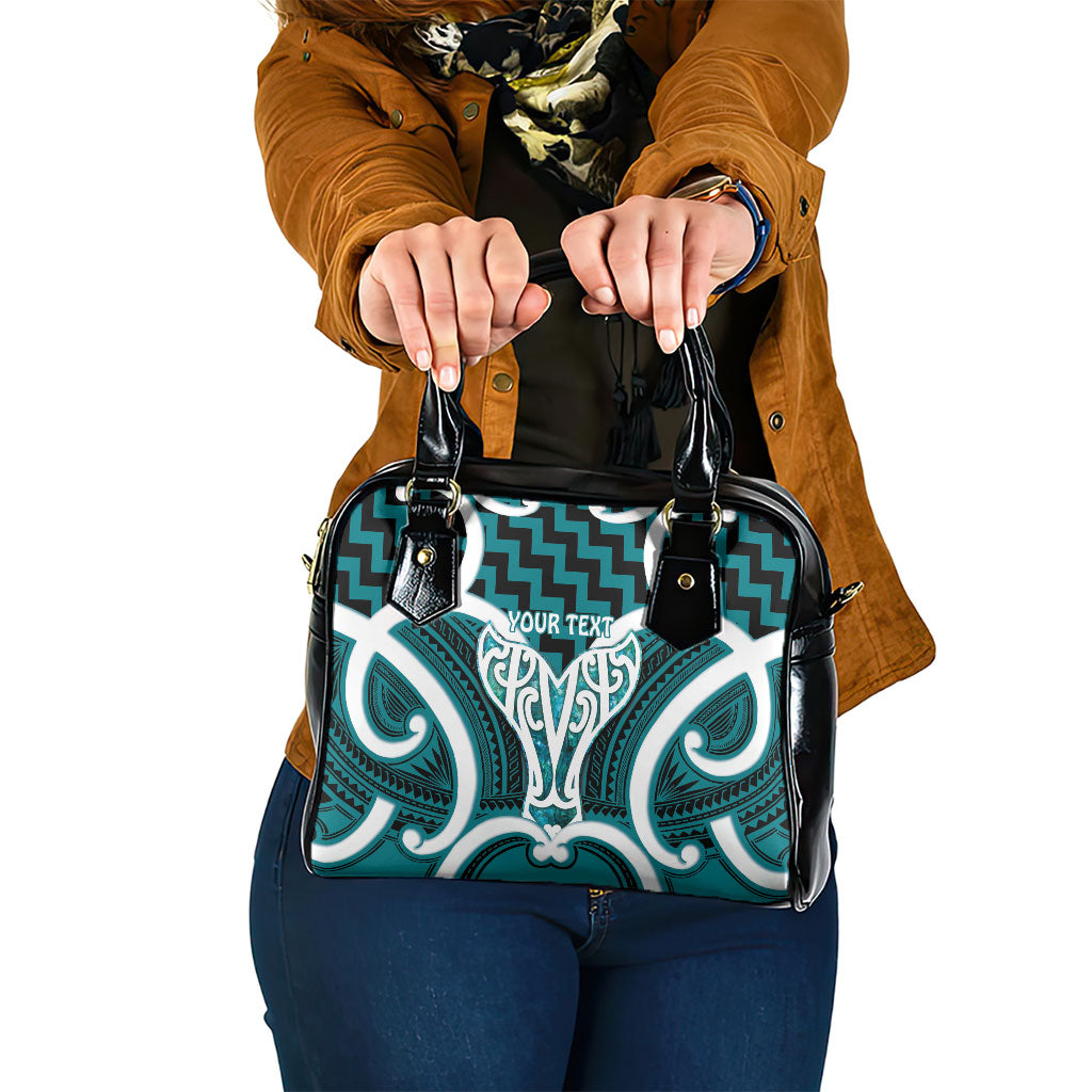 Aotearoa Atua Tangaroa Personalised Shoulder Handbag God Of The Sea Maori Whale Tail Cyan