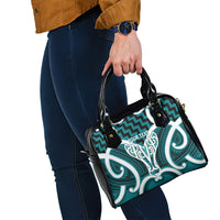 Aotearoa Atua Tangaroa Personalised Shoulder Handbag God Of The Sea Maori Whale Tail Cyan