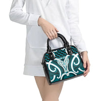 Aotearoa Atua Tangaroa Personalised Shoulder Handbag God Of The Sea Maori Whale Tail Cyan