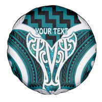 Aotearoa Atua Tangaroa Personalised Spare Tire Cover God Of The Sea Maori Whale Tail Cyan