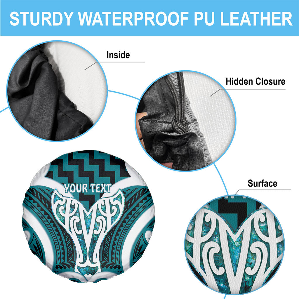 Aotearoa Atua Tangaroa Personalised Spare Tire Cover God Of The Sea Maori Whale Tail Cyan