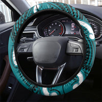 Aotearoa Atua Tangaroa Steering Wheel Cover God Of The Sea Maori Whale Tail Cyan
