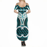 Aotearoa Atua Tangaroa Personalised Summer Maxi Dress God Of The Sea Maori Whale Tail Cyan