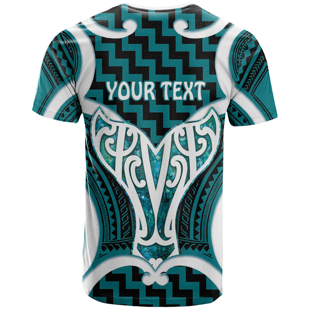 Aotearoa Atua Tangaroa Personalised T Shirt God Of The Sea Maori Whale Tail Cyan
