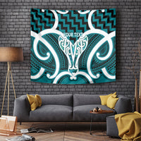 Aotearoa Atua Tangaroa Personalised Tapestry God Of The Sea Maori Whale Tail Cyan