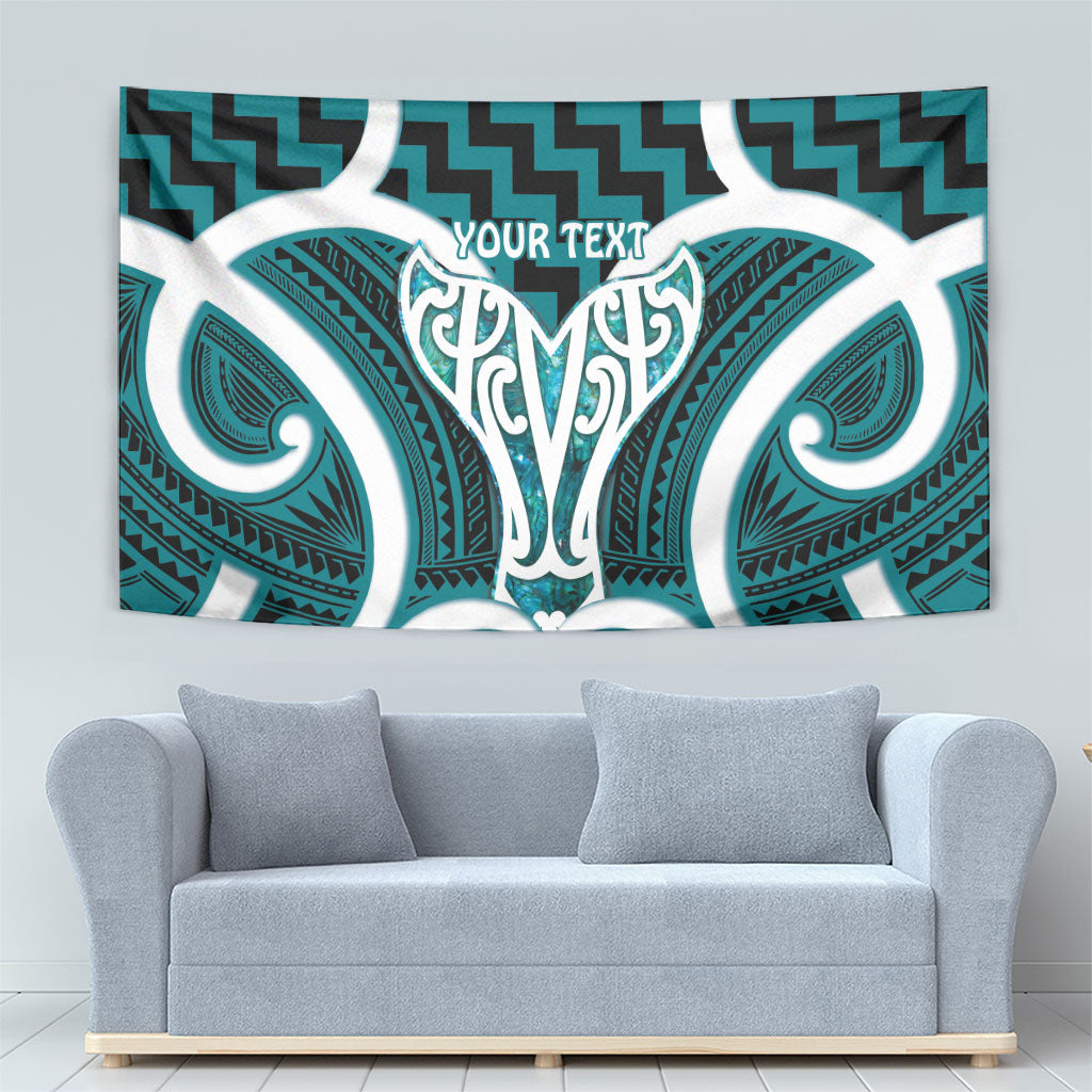 Aotearoa Atua Tangaroa Personalised Tapestry God Of The Sea Maori Whale Tail Cyan