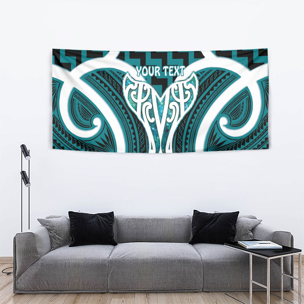 Aotearoa Atua Tangaroa Personalised Tapestry God Of The Sea Maori Whale Tail Cyan