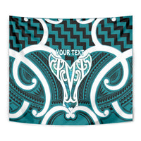 Aotearoa Atua Tangaroa Personalised Tapestry God Of The Sea Maori Whale Tail Cyan