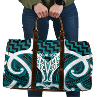 Aotearoa Atua Tangaroa Personalised Travel Bag God Of The Sea Maori Whale Tail Cyan