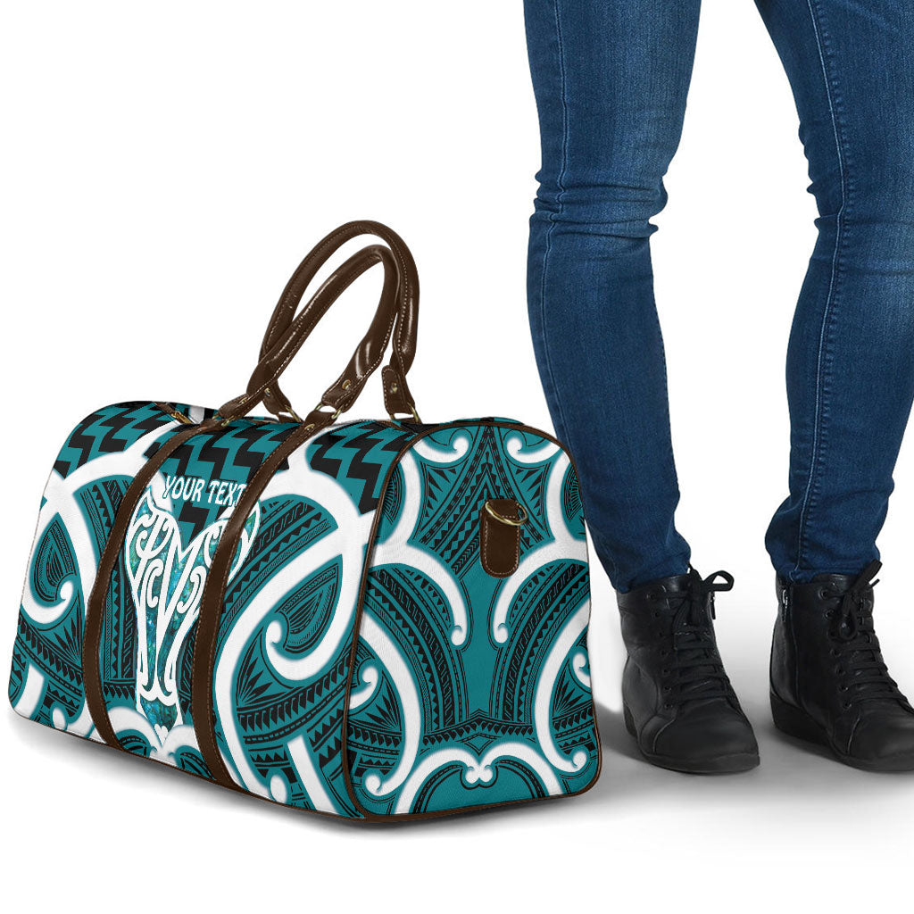 Aotearoa Atua Tangaroa Personalised Travel Bag God Of The Sea Maori Whale Tail Cyan