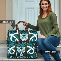 Aotearoa Atua Tangaroa Personalised Travel Bag God Of The Sea Maori Whale Tail Cyan