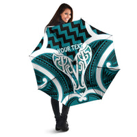 Aotearoa Atua Tangaroa Personalised Umbrella God Of The Sea Maori Whale Tail Cyan