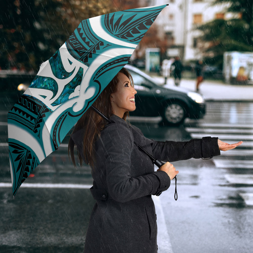 Aotearoa Atua Tangaroa Personalised Umbrella God Of The Sea Maori Whale Tail Cyan