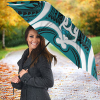 Aotearoa Atua Tangaroa Personalised Umbrella God Of The Sea Maori Whale Tail Cyan