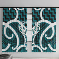 Aotearoa Atua Tangaroa Personalised Window Curtain God Of The Sea Maori Whale Tail Cyan