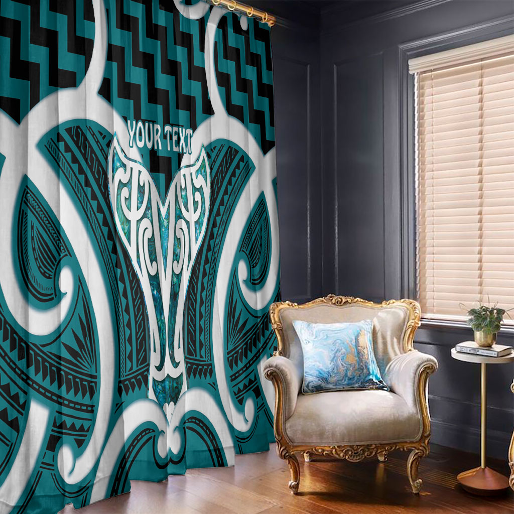 Aotearoa Atua Tangaroa Personalised Window Curtain God Of The Sea Maori Whale Tail Cyan