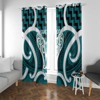 Aotearoa Atua Tangaroa Personalised Window Curtain God Of The Sea Maori Whale Tail Cyan