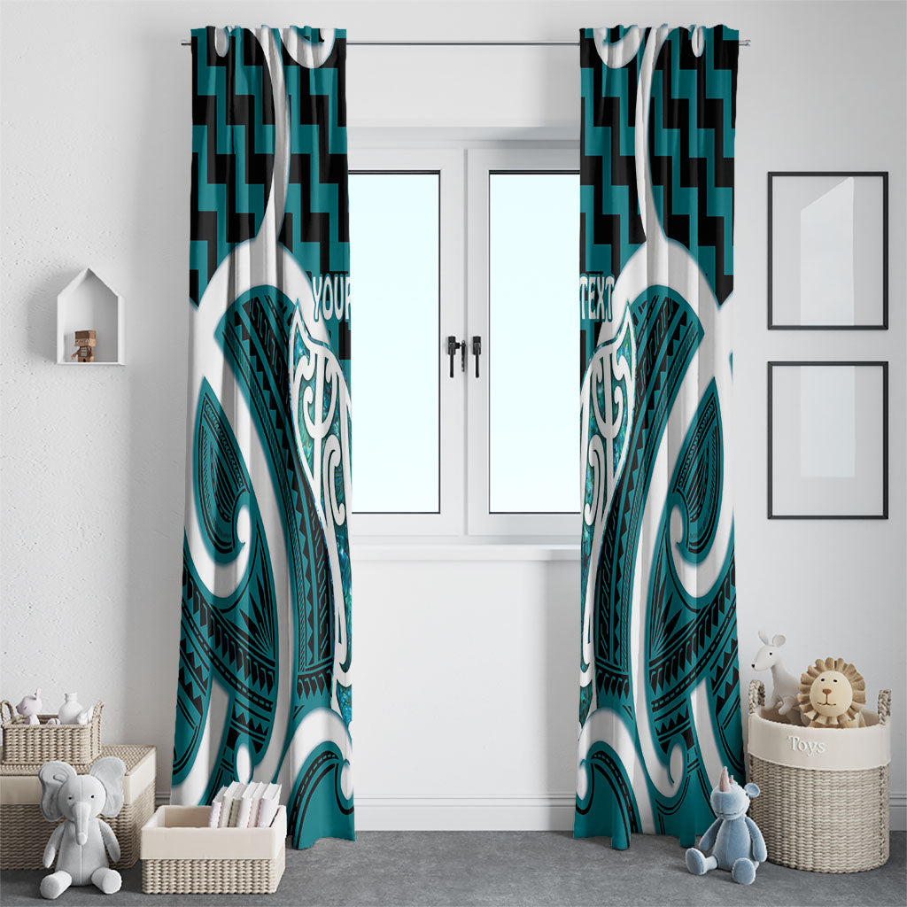 Aotearoa Atua Tangaroa Personalised Window Curtain God Of The Sea Maori Whale Tail Cyan