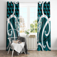 Aotearoa Atua Tangaroa Personalised Window Curtain God Of The Sea Maori Whale Tail Cyan