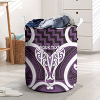 Aotearoa Atua Tangaroa Personalised Laundry Basket God Of The Sea Maori Whale Tail Purple